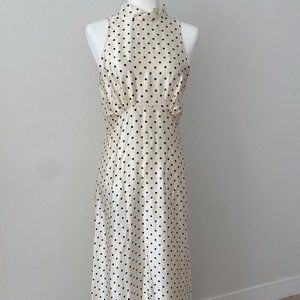 NWT Zara Empire Waist Polka Dot Maxi Satin Dress Size Small